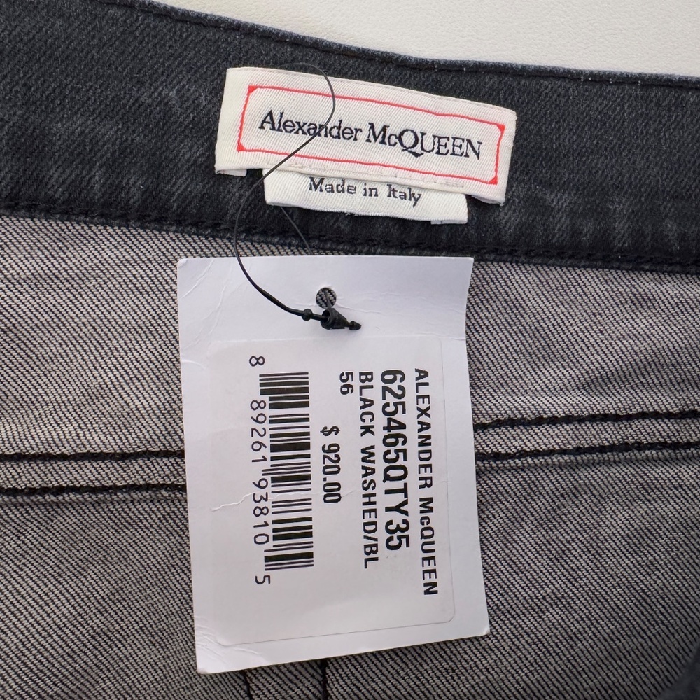Alexander McQueen Men Black Washed Cotton-Stretch Denim Jeans US40R - Picture 8 of 11